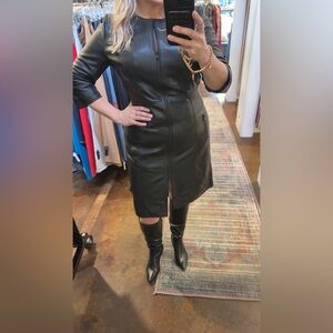 SB x HD Zipper Front Leather Coat Dress